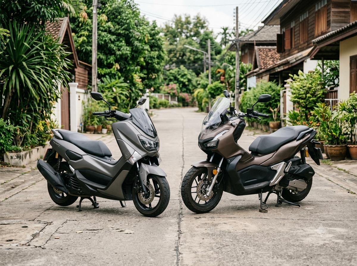 A scooter on a Chiang Mai road, used to compare 125cc and 160cc rental choices.